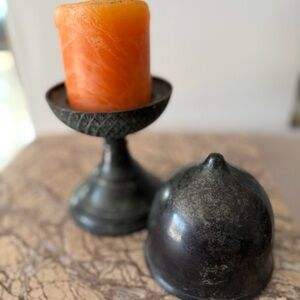 Metal bronze antique/ vintage Acorn Candle Holder 4.5x9”